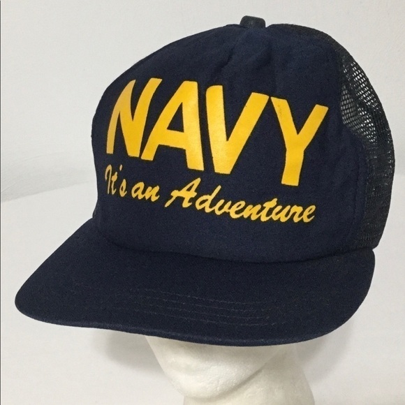 vtg NAVY It’s an Adventure SNAPBACK Hat Cap USA! - Picture 3 of 7